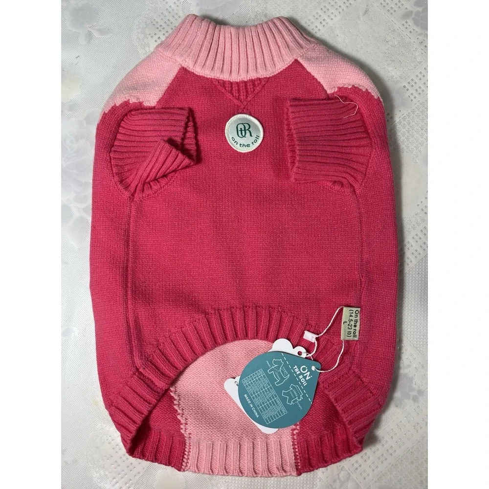 Dog Sweater ON THE ROLL  Apparel for Dogs Pink Hoodie Size L Wool Pink